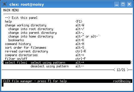 Main menu screen